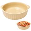 MeYuxg Pirofila rotonda in ceramica, pirofila per lasagne per friggitrice ad aria calda 19 x 16,5 x 5,5 cm, forma per lasagne, pirofila con smalto liscio rotonda, per lasagne, patatine fritte, zuppa (cachi)