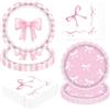BACH AND BOOZY Fiocchi rosa decorazioni piatti di carta rosa fiocchi festa di compleanno piatti tovaglioli per bow addio al nubilato accessori per feste bomboniere 10 ospiti