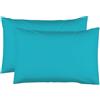 Le linge de Jules 2 federe da 50 x 70 cm, blu turchese, 100% cotone a 57 fili