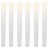 Relaxdays Candele LED bastoncino, set 6, HxD 25×2 cm, fiamma tremolante, vera cera, a spirale, senza fiamma, bianche