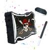 Relaxdays Pinata Bandiera Pirata, con Bastone & Maschera, per Feste e Compleanni, da riempire, HBT: 35x40x8 cm, Nera