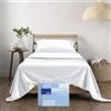 THREAD SPREAD Set di lenzuola doppie in 100% cotone per letto singolo, 400 fili, 3 pezzi, ultra morbide, traspiranti, rinfrescanti, con tasca profonda, in rasatello (bianco)