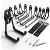 Relaxdays 12 Ganci da Parete per Garage e Giardino, PVC, con Fascette, Inox, Nero