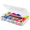 Exptolii Scatola organizer in plastica a 18 scomparti con divisori, contenitore trasparente per nastri washi, perline, artigianato, gioielli, attrezzatura da pesca, dimensioni 25 x 19,6 x 4,3 cm