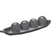 Relaxdays Portacandele Decorativo con Vassoio, 4 Porta-Tea Light e Sabbia, per Il Tavolino e Il Salotto, Grigio Bianco, Fibra di Legno, 8 x 48,5 x 16,5 cm