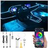 QAUBEN Kit di luce dell'atmosfera dell'auto 3m Fibra ottica RGB Multicolore suono memoria della musica attiva Bluetooth APP Controllo 64 colori USB Kit di illuminazione ambientale interna auto DC 12V