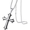 555Jewelry Collana a strati in acciaio inox a forma di croce per uomini e donne, catena da 40,6 a 61 cm, 20'' Inch, Acciaio inossidabile, Nessuna pietra preziosa