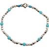 Spadarella Gioielli Spadarella spadino bracciale con pepite in argento 925 di diametro 2 mm e pietre naturali sfacettate turchese.Fatto a mano.Unisex.Lunghezza 17,5cm.