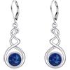 KQF Orecchini pendenti a spirale in argento Sterling peridoto/ametista/pietra di luna/turchese/lapislazzuli/occhio di gatto orecchini gioielli regalo per ragazzi, Argento, Lapislazzulo