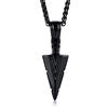 TempBeau Collana Uomo Acciaio Inossidabile Nera Freccia Triangolo con Ciondolo e Catena da 60cm - Gioielli per Ragazzo