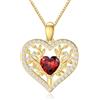 Rikelus Collana da donna in oro 9 carati, con ciondolo a forma di albero della vita, in vero oro 375/9 carati, con pietra portafortuna e cuore, idea regalo per compleanno, Natale, 40 + 5 cm