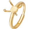 BENECREAT anello Semilavorato In S925 Argento A 4 artigli, Basi per Anelli Regolabili Placcate Oro 18K, Base per Anello Da Dito Da 19.4 mm, Componenti per Anelli Fai Da Te per San Valentine
