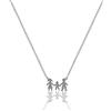 Aka Gioielli® - Collana Famiglia 3 Persone in Argento 925 Rodiato, Ciondolo con Mamma Papà e Figlio