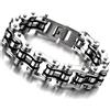 COOLSTEELANDBEYOND di Alta qualità- Bracciale da Uomo, Catena di Bicicletta Moto, Acciaio, Nero Argento, Lucidato a Specchio, Stile Operato