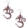 81stgeneration Orecchini Pendenti Om Aum in Legno con Ganci in Argento Sterling 925 | Orecchini Pendenti in Sanscrito | Simbolo spirituale del suono dell'universo - Orecchini marroni per donna