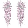 Clearine Sposa Long Goccia Orecchini Marquise Cluster pendenti per Donne Damigella d'onore Matrimonio Guest Rosa Argento-fondo