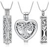 VCCWYQK Set di 3 ciondoli in acciaio inox a forma di cuore per uomo e donna per conservare le ceneri dei defunti