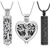 VCCWYQK Set di 3 ciondoli in acciaio inox a forma di cuore per uomo e donna per conservare le ceneri dei defunti
