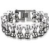 COOLSTEELANDBEYOND Pesante Robusto Bracciale da Uomo, Catena di Bicicletta Moto, Acciaio Inossidabile, Argento Colore Lucidato a Specchio