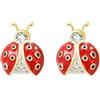 JFASHOP Orecchini a forma di coccinella per donna e ragazza, in argento sterling 925, ipoallergenico, con coccinella, piccoli orecchini a lobo rosso, testa nera, extra, Argento sterling, Zircone