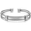 COOLSTEELANDBEYOND Regolabile EBracciale da Uomo Donna, Braccialetto del Polsino, Acciaio Inossidabile, Cavo Intrecciato, Colore Argento