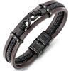 COOLSTEELANDBEYOND Tre File Nero Infinito Amore Eterno Numero 8 Intrecciata Marrone Nero Bracciale di Cuoio Uomo Donna, Braccialetto Pelle