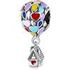 Annmors Charms Up House&Air Balloon Charm Bead Charm Donna Argento Ciondolo a Forma di, in Argento Sterling 925, Compatibile con Braccialetti e Collane Europei
