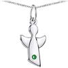 MATERIA by Matthias Wagner Materia,Ciondolo a forma di angelo per bambini con pietre di nascita, in argento Sterling 925, con catenina da 36-40 cm, colore: Verde., cod. KA-459-Silber