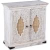 DRW Console Mobile Tavolo di ingresso con 2 ante in legno bianco antico e naturale, 90 x 40 x 90 cm