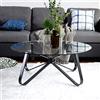 FurnitureR Tavoli da Soggiorno, Tavolino rotondo Minimalista in Vetro Temperato, con bordi arrotondati lisci, tavolino in metallo per casa, soggiorno, patio, giardino, 80 x 80 x 40 cm