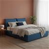 Talamo Italia Dmora Letto Matrimoniale 175x205 cm blu Materasso Incluso Sfoderabile, Contenitore Made in Italy