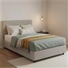 Talamo Italia Cama Doble Camilla, Cama contenedor con revestimiento de Tela, 100% Made in Italy, Apertura Lateral, Apto para colchón de 120x190 cm, Blanco