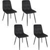 HOME DECO FACTORY, HD0325, Set di 4 sedie Mateo nere, Les P'Tits Prix, mobili, sedile, poltrona da tavolo, sedia, 45 x 88 x 52 cm, altezza seduta 48 cm, nero