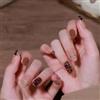 Auriselle Unghie a Pressione Lunghe 24 Pezzi Unghie Finte Francesi Quadrate a Strisce Unghies Artificiali Marroni e Rosa con Design a Diamanti 3D, Perfette per la Manicure a Casa