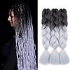Gairyan Extension per Treccine Africane Extension Capelli Finti per Treccine Afro 60cm Ombre Kanekalon Treccia Capelli Sintetici Crochet Twist Jumbo Braids 3 Pezzi (Nero-Grigio Argento)