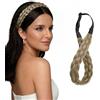 BUYOGET Cerchietto intrecciato in misto marrone chiaro, 5 fili, capelli sintetici, trecce intrecciate, regolabile, elastico per donne