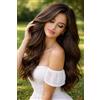 LaaVoo Genius PU Trama Extension Capelli Veri Biadesivo Marrone Cioccolato 45cm 90g 4pcs, Capelli Remy Lisci, Leggeri e Morbidi, per Uso Domestico #4