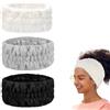 OMBRISA 3 fasce elastiche per il viso da spa, per il lavaggio del viso, in morbido pile di corallo, per trucco, doccia, bagno, impacchi per il viso, sport, bellezza, cura della pelle, per ragazze e