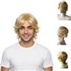 ZMIYIAC Parrucca Bionda Uomo Corta Parrucca Mullet Parrucche Riccia Accessori Costume Anni 80 90 Hippie Retro Disco Punk Rocker per Carnevale Halloween Festa Uso (Biondo)