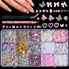 VelvetGlow 10000pcs Nail Charms and Gems, Pink Cute Bow Heart 3D Flower Charms for Junk Cases kit, Gold Chunky Butterfly Charms for Nails Design,Nail jewels Diamond Rhinestones, Beads Pearls
