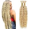 Heiowuio 30 30 Inch Bulk Human Hair For Braiding #613 Lifht Blonde Color Deep Wave Unprocessed Capelli Umani Tissage Brazilianne Real Human Hair 50g/Bundles