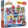 Trefl - Spidey and his Amazing Friends, La squadra di Spidey - Puzzle 4 in 1, 4 puzzle da 12 a 24 pezzi - Puzzle con Gli Eroi Marvel Spidey e Super Buddies, Diversi Livelli di Difficoltà