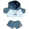 niannyyhouse Vestiti per bambole di peluche da 20 cm con volpe e panda, pantaloni con cappuccio, accessori per bambole (grigio)