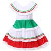 Maskjuwio Vestito da ragazza bianco messicano per feste di Halloween, costume da palcoscenico (bianco, 7-9 anni)