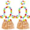 FUIPVGI 10 Pezzi Gonna Hawaiana Set, Hula Hawaïen, Set Costume Hawaiano, pour Adultes Enfants, Hawaiano Fiori Braccialetti, Fascia, per Festa Luau in Spiaggia Hawaiian Decorazioni