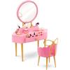 OG DOLLS Our Generation - Favoloso set di vanità divertente - Set di tavolo e sedie per vanità rosa - Trucco e specchio per finta - Accessori per bambole da 46 cm - Giocattolo per bambini dai 3 anni in su