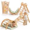 Goodevas 5-in-1 Telaio da Arrampicata per Bambini - Scala a Triangolo, Arco, Balance Board e Cuscino, Set Montessori, Palestra in Legno per Bambini da 1 a 3 Anni
