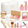 Bacxzomx Set Trucchi Bambina in Legno Finti, Bacxzomx Finto Trucco Bellezza Salone con Trousse Cosmetici, Accessori Postazione Trucco Bimba, Giochi in Legno, Regalo Bambine 3 4 5 6 7 Anni