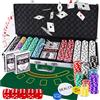 Retoo Set da poker da 500 chip in valigetta di alluminio, set completo da poker con 2 mazzi di carte da gioco, 5 dadi, 3 spacciatori - perfetto per Texas Hold'em, blackjack e serate da casinò