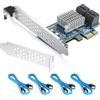 10Gtek 4-Port PCIe SATA-Karte 6 Gbit/s SATA3.0 Controller X1, unterstützt 4 SATA 3.0 Geräte, Windows 7/8/10, Laptop, Personal Computer